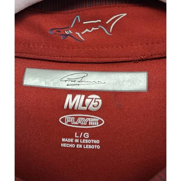 Greg Norman Men's Short Sleeve Polo Shirt Play Dry Red Striped Size Large - Picture 5 of 7